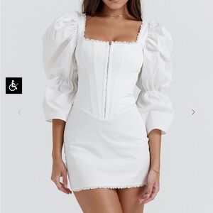 House of cb elegant White Puff Sleeve Dress